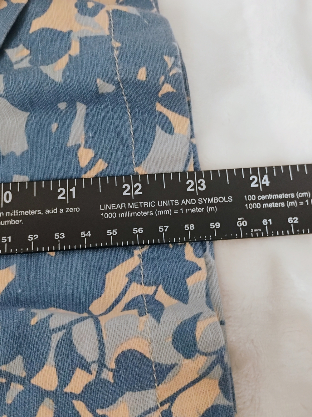 LL Bean Linen Cotton Blend Cream & Blue Floral Skirt Classic Fit Medium Large U - Picture 3 of 5